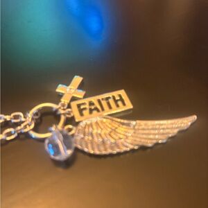 Silver Faith Charm pendant style necklace